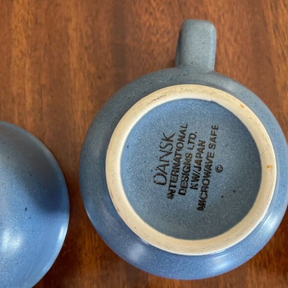 Set of 2 Dansk Blue Speckle Coffee Cups 2.5" Tall 3.75" Wide - Picture 4 of 5